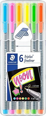 STAEDTLER 334 SB6CS3 TRIPLUS FINELINER NEON