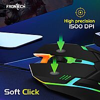 Frontech MS-0067 – Wired optical mouse with 1000 DPI, ergonomic design, and smooth tracking for precise and comfortable daily use.