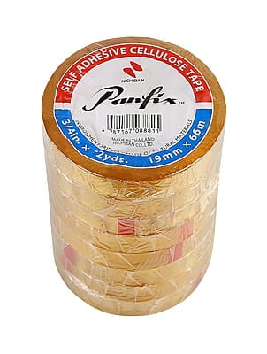NICHIBAN PANFIX CELLULOSE TAPE TUBE OF 8 ROLLS, ECO-FRIENDLY, 19mm X 66m