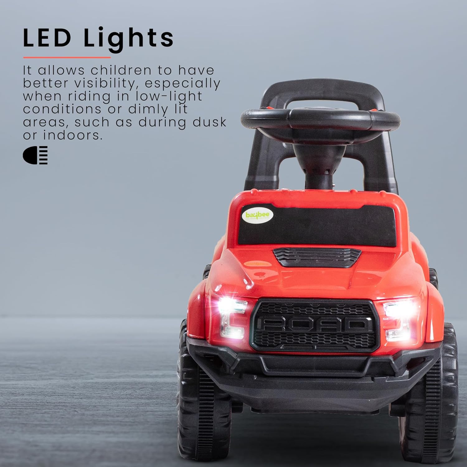 Baybee Push Ride on Baby Jeep for Kids Toys with LED Light & Storage Bin-Red Baybee Push Ride on Baby Jeep for Kids Toys with LED Light & Storage Bin-Red
