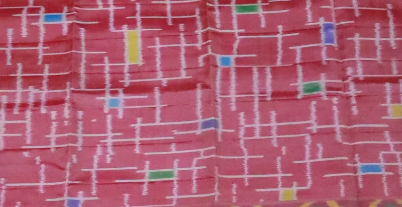 Pink ikat silk saree with elephant motif pallu – Karai kommai design