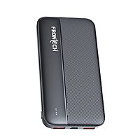 FRONTECH 10000mAh Power Bank – 10W Fast Charging | Dual USB Output | Type-C & Micro USB Input/Output | LED Indicators | Compact Pocket Design | Black