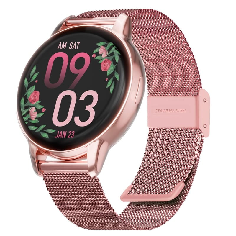 Vibez by Lifelong Luxury Smart Watch for Women - Emerald Rose Gold Smartwatch with Metal Strap, 1.39 Inch HD Display, IP67, Bluetooth Calling, 100+ Watch Faces, Health Tracker & Sports Modes