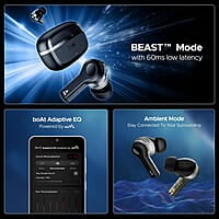 boAt Nirvana Space Truly Wireless in-Ear w/ 360º Spatial Audio, ANC Up to 32dB, 100hrs Playback, 4 Mics with AI-ENx™, Adaptive EQ, in-Ear Detection, DLC Drivers & Fast Pair
