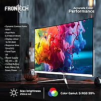 Frontech MON-0085 – 27" curved borderless monitor with vibrant display, 68.58cm screen, and ultra-thin bezels for immersive viewing.