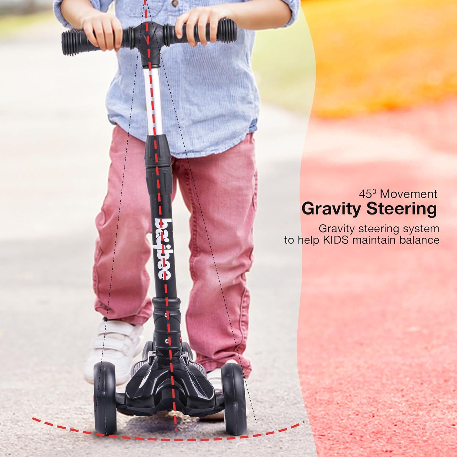 Baybee Flash Scooter for Kids with Foldable & Height Adjustable Handle- Black Baybee Flash Scooter for Kids with Foldable & Height Adjustable Handle- Black