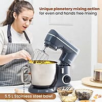 AGARO Elegant Stand Mixer, 1400W with 5.5L SS Bowl, 10 Speed Settings, Pulse Function, 100% Copper Motor