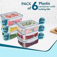AGARO Airtight Container, Food Storage Container With Lid Capacity 550ml Each, Pack of 6
