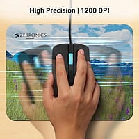 ZEBRONICS Juggle Wired Optical Mouse with 3 Buttons, High Precision, 1200 DPI, Works on Most Surfaces, USB Interface, 1m Cable Length