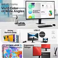 Open Box LG (2560x1440) IPS PC Monitor with 100Hz, 5ms (GtG) HDR10, Flicker Safe, Reader Mode, HDMI, USB-C, Anti-Glare, 3-Side Virtually Borderless Design, sRGB 99% (Black) 24U631A