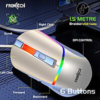Frontech MS-0105 – Wired optical mouse with 1000 DPI, ergonomic design, and smooth tracking for accurate and comfortable daily use.