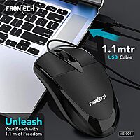 Frontech MS-0044 – Wired optical mouse with 1000 DPI, ergonomic design, and smooth tracking for accurate and comfortable daily use.