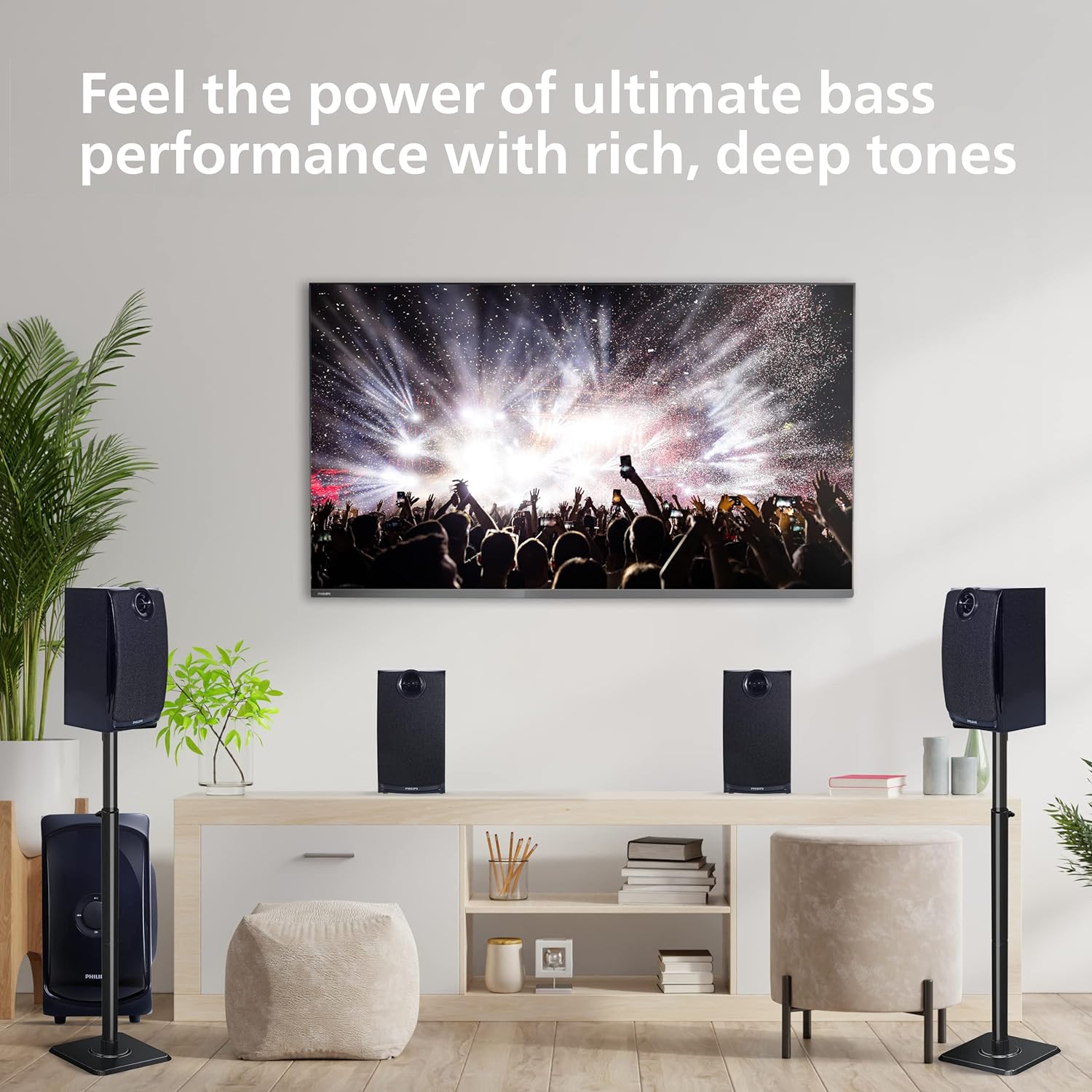 Philips TAV7477 4.1 Channel 75W Bluetooth Multimedia Speaker System – 2x15W & 2x5W Satellite Speakers, USB, AUX, FM, Remote Control (Black) Philips TAV7477 4.1 Channel 75W Bluetooth Multimedia Speaker System – 2x15W & 2x5W Satellite Speakers, USB, AUX, FM, Remote Control (Black)
