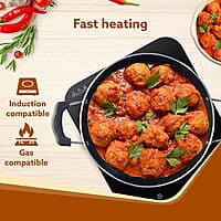 AGARO Elegant Non Stick Kadai with Glass Lid, 2.5L Capacity, 24 cm Diameter, Induction & Gas Oven