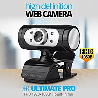 Zebronics Zeb-Ultimate Pulse Webcam – 1080p HD, Built-in Mic, Adjustable Clip, Plug & Play