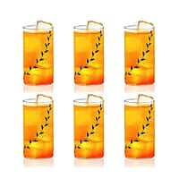 Borosil Vision Black Krip 350 ml Set of 6 pcs Transparent Drinking Glass |Borosilicate Glass Tumblers for Water, Cold Drinks, Juice| Flame Proof, Microwave & Dishwasher Safe | for Daily use & Gifting