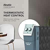 Havells Hestio 13 Wave Fin OFR 2900 Watt with 3 Heat Setting 1000W/1500W/2500W & PTC Heater 400W