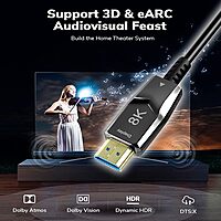 Uport 8K HDMI 2.1 Cable 20m – Fiber Optic, UHD, supports 8K@60Hz, HDR, and eARC. Ideal for gaming and home theater setups. Durable, lightweight, and flexible design for easy installation.