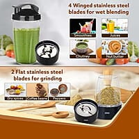 AGARO Galaxy 3 Jar Personal Blender, 400W, Serrated and Cross Blade with Detachable Base, Mixer/Grinder/Smoothie/Juice Maker, Black