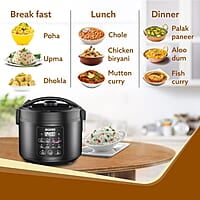 AGARO Regal Electric Rice Cooker, 3 Liters Ceramic Inner Bowl, Cooks Up to 600 Gms Raw Rice, SS Steamer