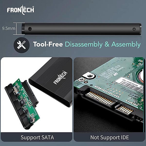 Frontech NC-0031 Hard Drive Case – Sturdy External HDD/SSD Enclosure | Heat Dissipation Design | Shock Protection