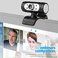Zebronics Zeb-Ultimate Pulse Webcam – 1080p HD, Built-in Mic, Adjustable Clip, Plug & Play