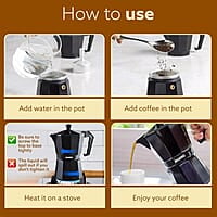 AGARO Classic Moka Pot, Stovetop, Espresso Coffee Maker, 240 Ml