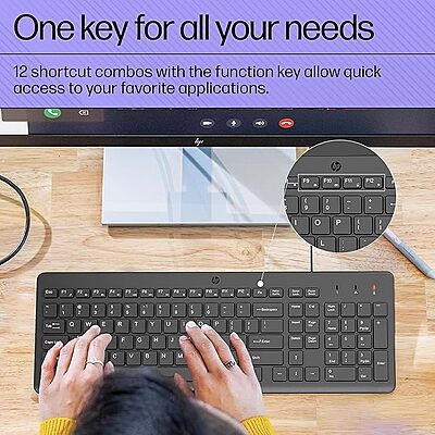 Open Box HP 150 Wired USB Desktop Keyboard (Black) Open Box HP 150 Wired USB Desktop Keyboard (Black)