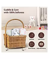 LuvLap Muslin Swaddle Animals White 120*100cm