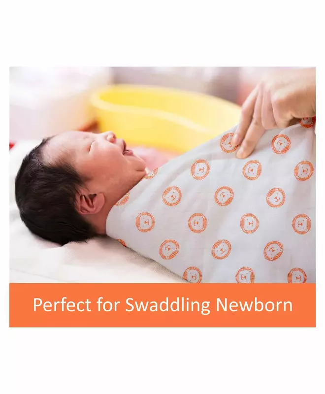 LuvLap Muslin Swaddle Animals White 120*100cm