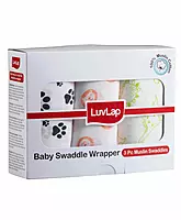 LuvLap Muslin Swaddle Animals White 120*100cm