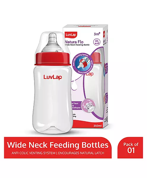 LuvLap N Flow Wide Neck Feeding Bottle Plain 250ml