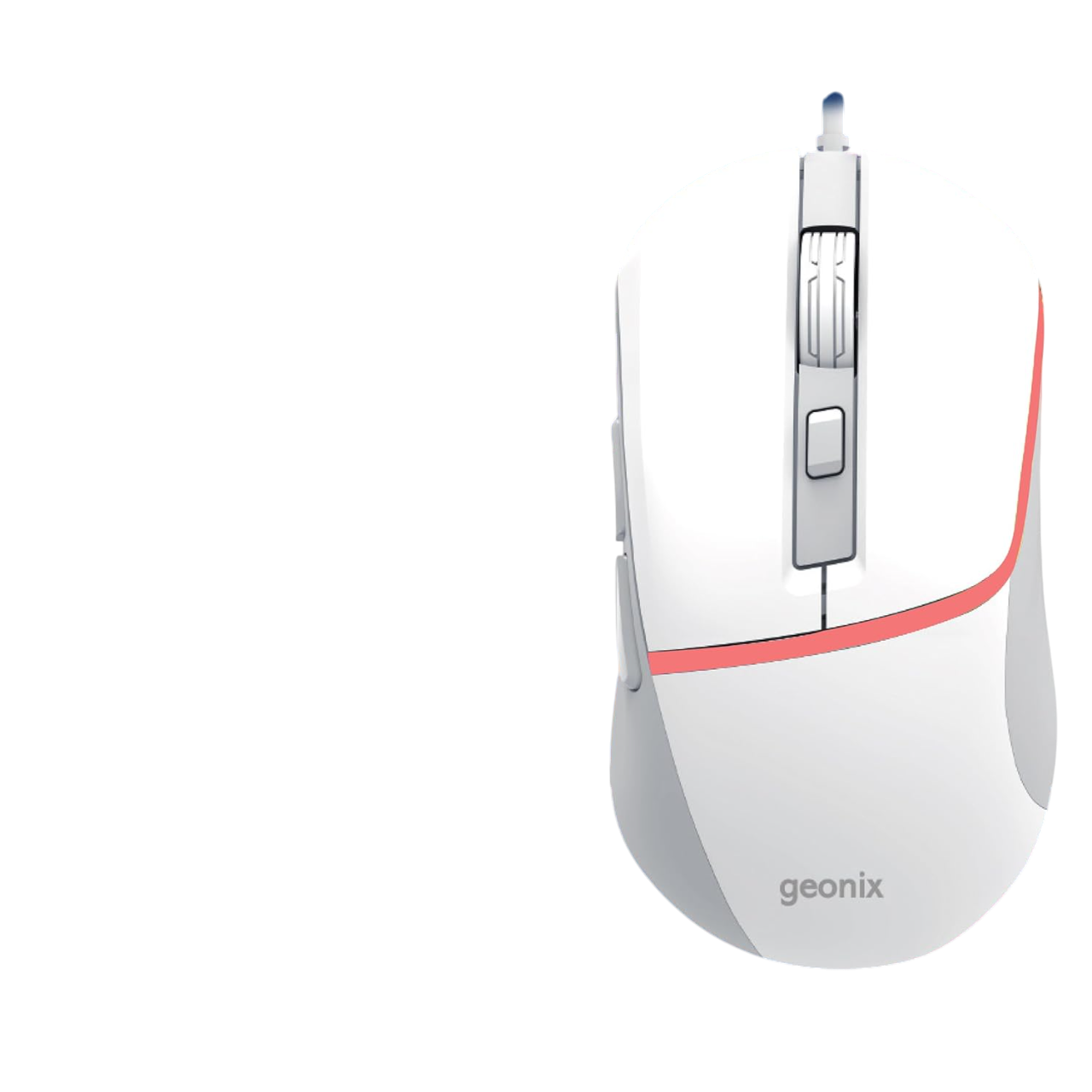 ‎​Geonix Vintage M8 Wired Gaming Mouse, 6 Buttons, Rainbow Backlight, Milky White-RM-179