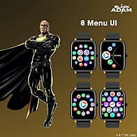 ZEBRONICS DC Black ADAM Edition DRIP Smartwatch with Bluetooth 5.1 Calling, 1.69" Display Size, Voice Assistance, 11 Built-in + Customizable Watch Faces, 8 Menu UI, IP67 and 100+ Sports Tracker