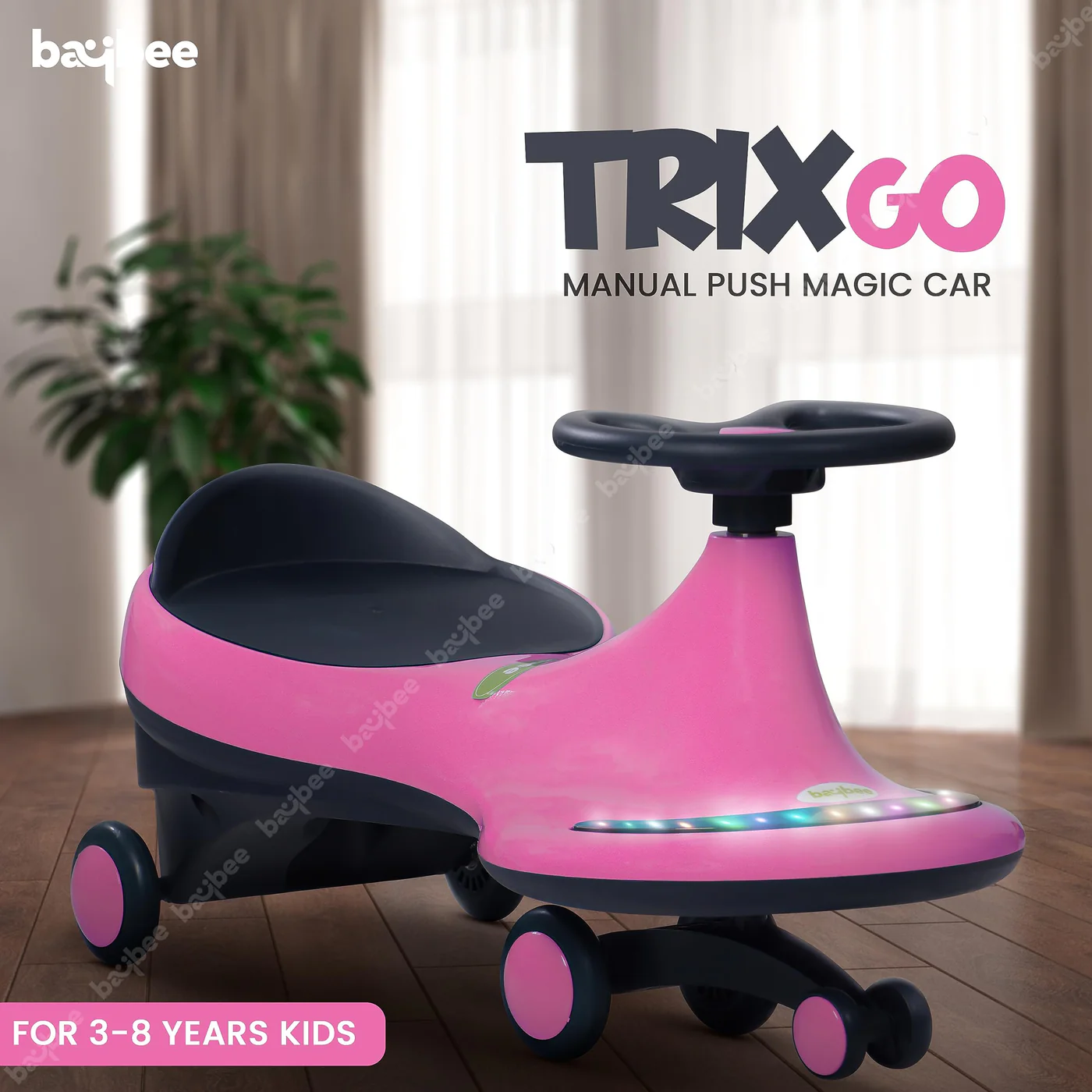 Baybee Trix Go Kids Magic Swing Cars for Kids-Pink Baybee Trix Go Kids Magic Swing Cars for Kids-Pink