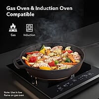 AGARO Royal Pre-Seasoned Cast Iron Frypan, 26 cm