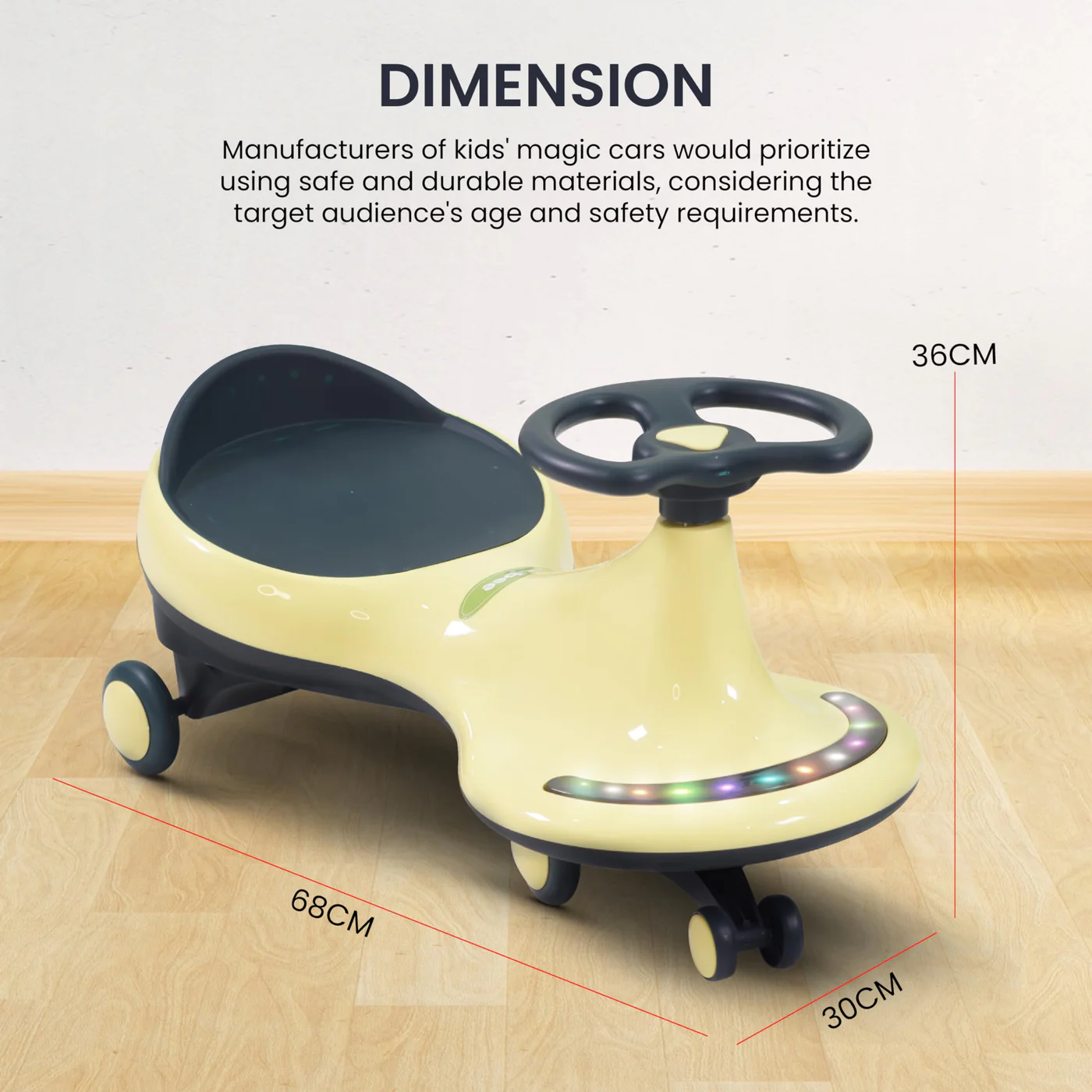 Baybee Trix Go Kids Magic Swing Cars for Kids-Yellow Baybee Trix Go Kids Magic Swing Cars for Kids-Yellow