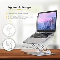 Lapcare Lapergo LSE‑444: sturdy aluminium alloy multi‑angle laptop stand supporting up to 17″ devices, ventilated hollow design, carries up to 20 kg.