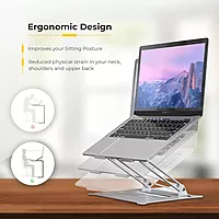 Lapcare Lapergo LSE‑444: sturdy aluminium alloy multi‑angle laptop stand supporting up to 17″ devices, ventilated hollow design, carries up to 20 kg.