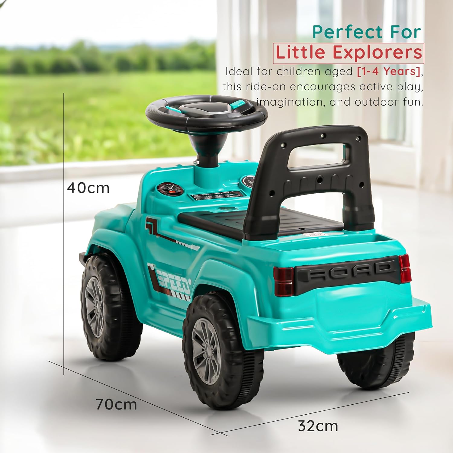 Baybee Push Ride on Baby Jeep for Kids Toys with LED Light & Storage Bin-Green Baybee Push Ride on Baby Jeep for Kids Toys with LED Light & Storage Bin-Green