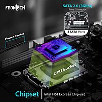 Frontech FT-0491 H61 Motherboard – LGA1155 Socket | DDR3 Support | 1066/1333/1600 MHz | Intel H61 Chipset | Compatible with Intel Core i3/i5/i7 | ATX Desktop Board