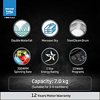 Voltas Beko, A TATA Product 7 kg 5 Star Eco Wash/Monsoon Dry Fully-Automatic Top-Load Washing Machine