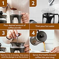 AGARO Elite French Press Coffee And Tea Maker, Borosilicate Glass Body With Sleeves, Glass Carafe, BPA Free Plastic Lid Strainer, 600Ml