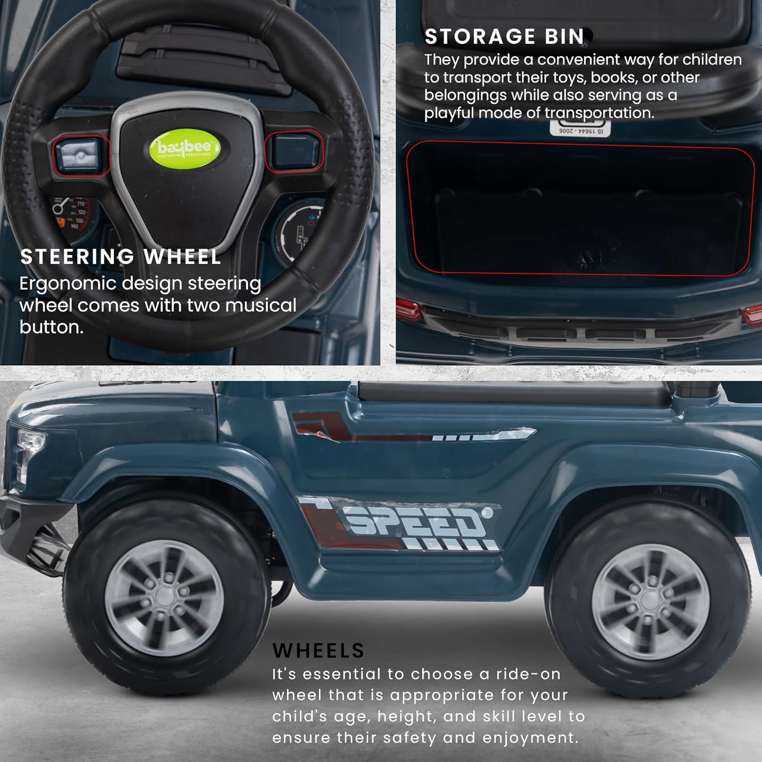 Baybee Push Ride on Baby Jeep for Kids Toys with LED Light & Storage Bin-Dark Blue Baybee Push Ride on Baby Jeep for Kids Toys with LED Light & Storage Bin-Dark Blue