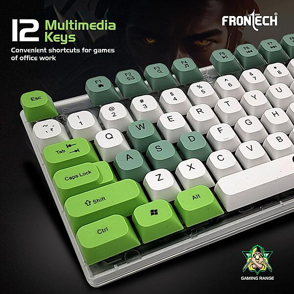 Frontech NOVA KNIGHT KB-0045 – RGB gaming keyboard with mechanical feel, USB interface, anti-ghosting keys & durable, ergonomic design.