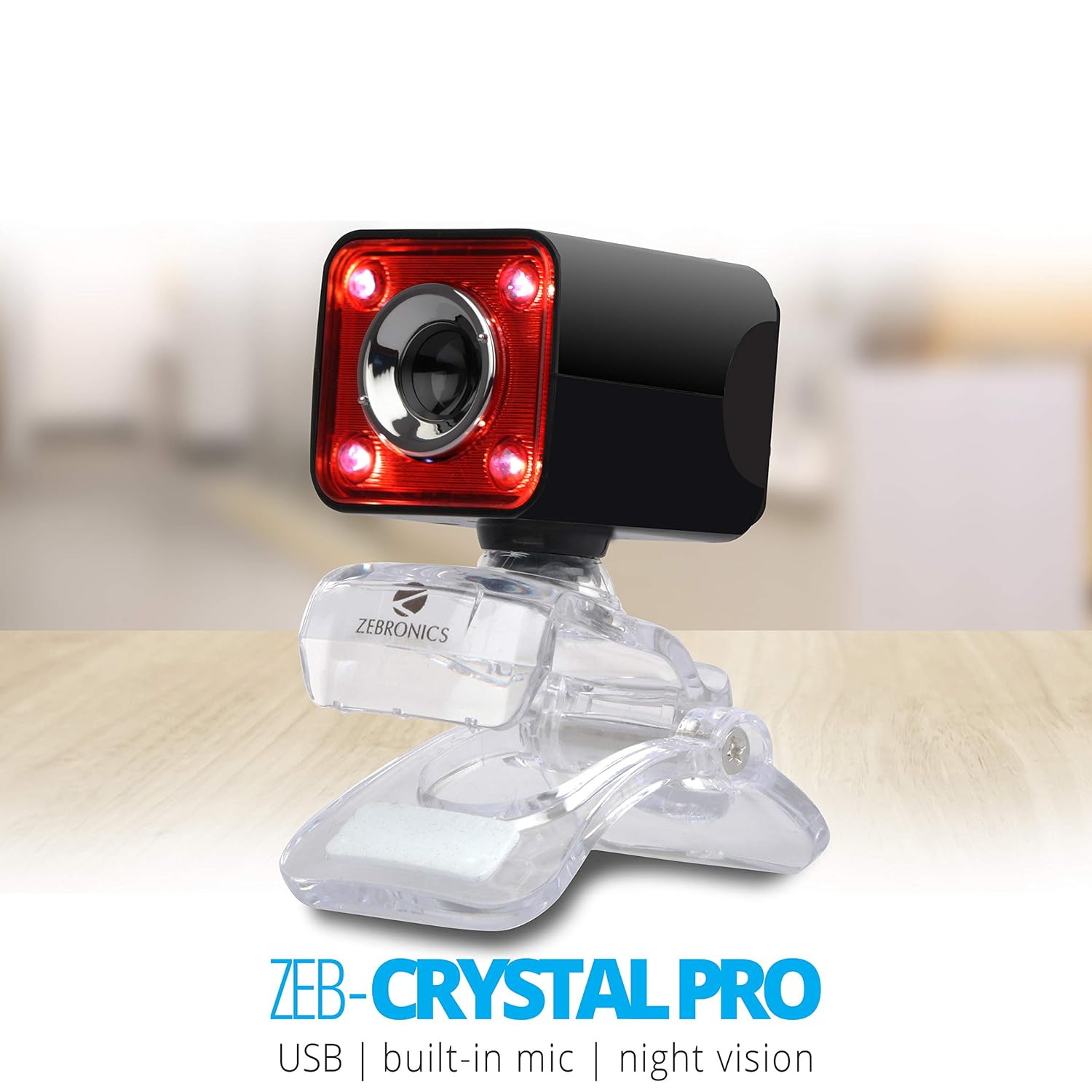 Zebronics Zeb-Crystal Pro Webcam – 1080p HD, Built-in Mic, Plug & Play, Ideal for Streaming & Video Calls