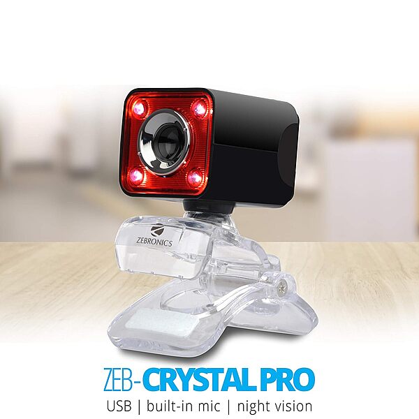 Zebronics Zeb-Crystal Pro Webcam – 1080p HD, Built-in Mic, Plug & Play, Ideal for Streaming & Video Calls