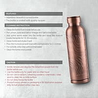 MILTON Copper Swasth Water Bottle, 940 ml, Copper Abstract Lacquer Coating, Curved bottle