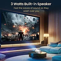 Portronics Beem 520 Projector – 1080p Full HD, 2200 Lumens, Compact Design | HDMI/USB Connectivity | Ideal for Home Theater, Movies & Presentations