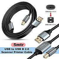 UPORT USB 2.0 Male to Male Cable, 5M length, ideal for connecting devices like printers, scanners, and external drives. High-speed data transfer, durable design, and flexible for easy use.